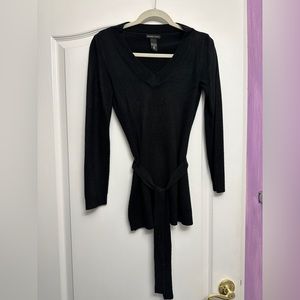 New York & Company Black Sweater with Tie